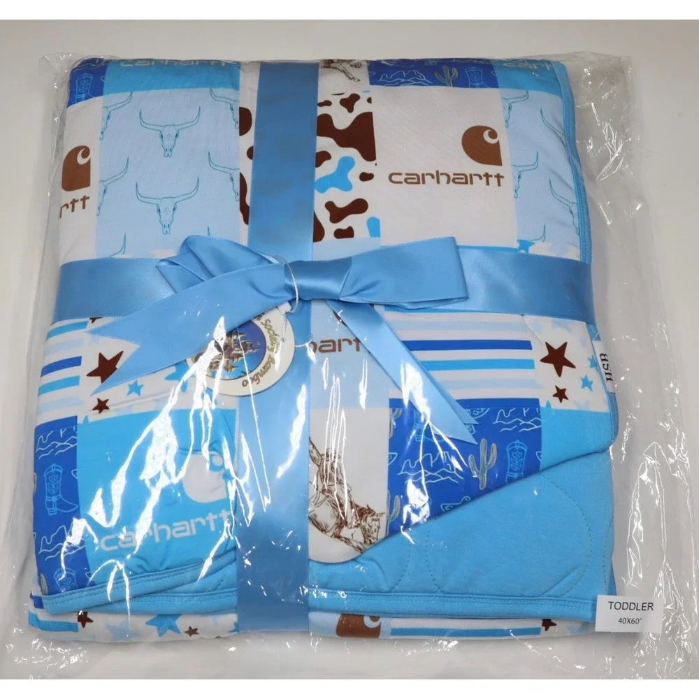 High‎ Society Bamboo Light Blue Carhartt Quilted Bamboo Toddler Blanket 40x60